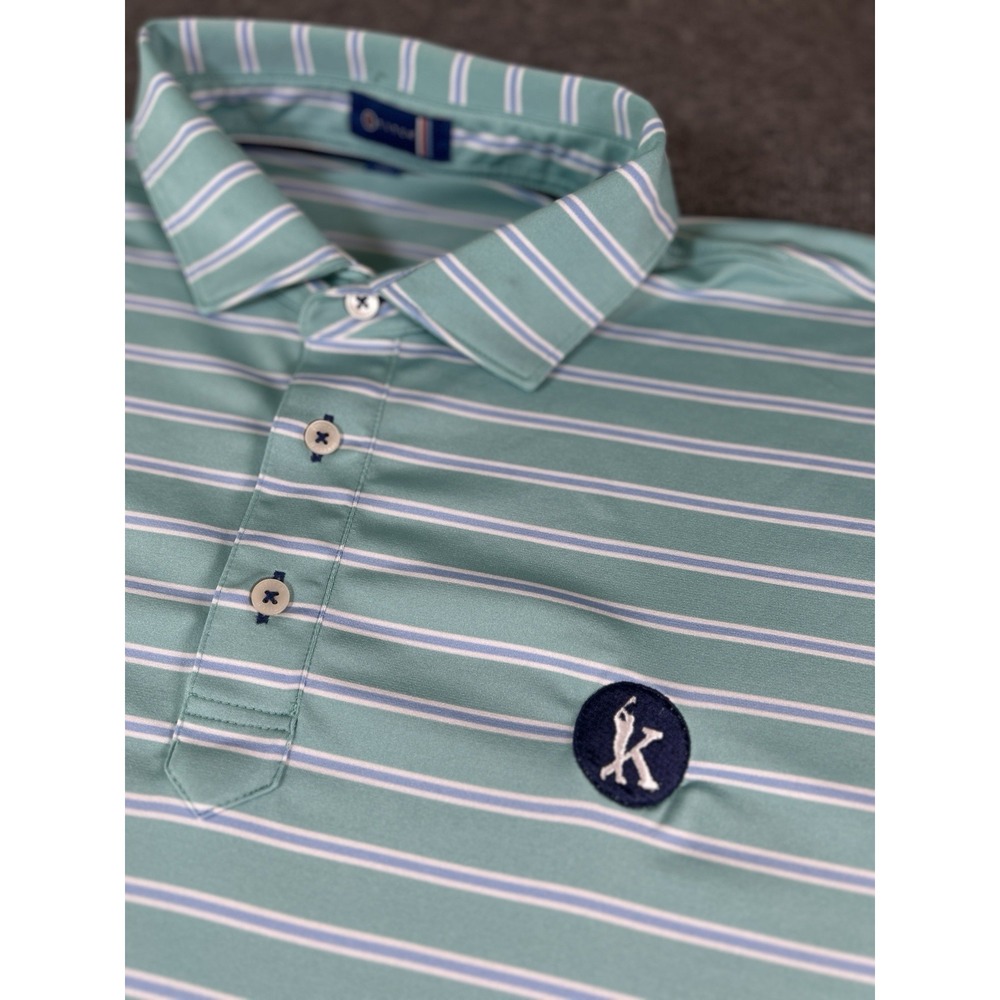 Stitch Shirt Mens XL Multi Striped Stretch S/S Golf Performance Polo‎ Arm Logo
